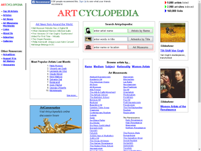 Thumbnail for Artcyclopedia: the Guide to Museum-Quality Art on the Internet resource