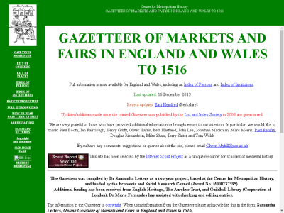 Thumbnail for Gazetteer of Markets and Fairs in England and Wales to 1516 resource