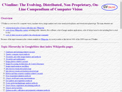 Thumbnail for CVonline: The Evolving, Distributed, Non-Proprietary, On-Line Compendium of Computer Vision resource
