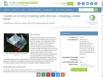Thumbnail for Cooking with the Sun - Creating a Solar Oven resource