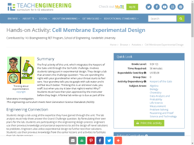 Thumbnail for Cell Membrane Experimental Design resource