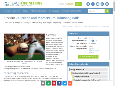 Thumbnail for Collisions and Momentum: Bouncing Balls resource