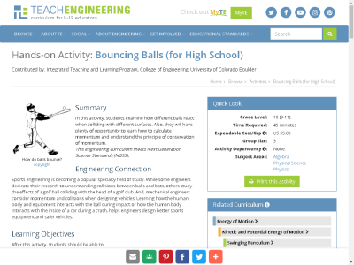 Thumbnail for Bouncing Balls (for High School) resource