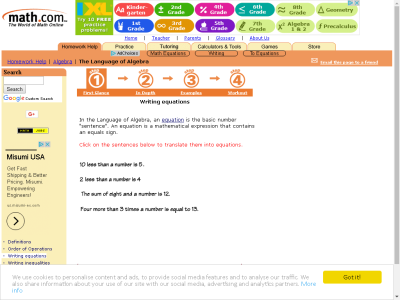 Thumbnail for The Language of Algebra - Writing equations - First Glance resource