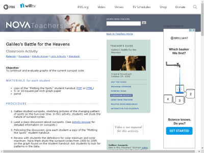 Thumbnail for NOVA: Galileo's Battle for the Heavens - Sunspot Cycle Classroom Activity resource