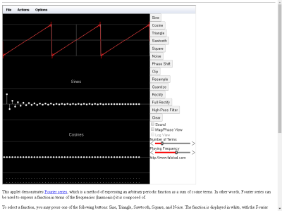 Thumbnail for Fourier Series Applet resource