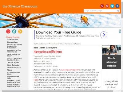 Thumbnail for The Physics Classroom: Standing Waves: Harmonics and Patterns resource