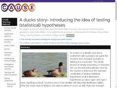 Thumbnail for A Duck's Story - Introducing the Idea of Testing (Statistical) Hypotheses resource