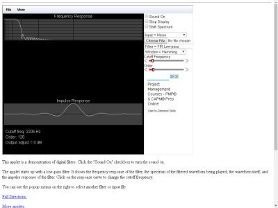 Thumbnail for Digital Filters Applet resource
