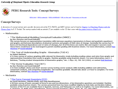 Thumbnail for University of Maryland Physics Education Research Group Research Tools: Concept Surveys resource