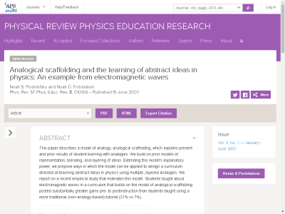 Thumbnail for Analogical scaffolding and the learning of abstract ideas in physics: An example from electromagnetic waves resource