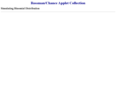 Thumbnail for Rossman/Chance Applet Collection: Simulating Binomial Distribution resource