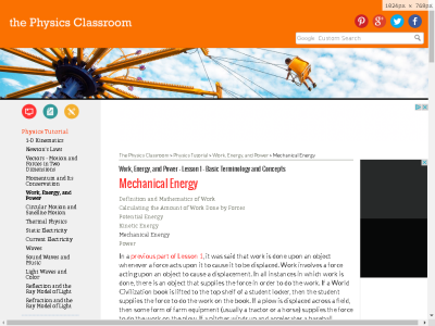 Thumbnail for Physics Classroom: Mechanical Energy resource