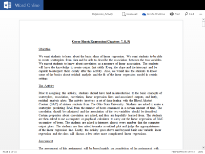 Thumbnail for Regression Activity resource