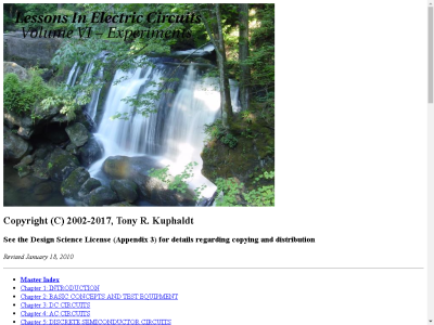 Thumbnail for Lessons In Electric Circuits Vol VI: Experiments resource