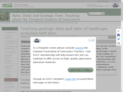 Thumbnail for Teaching geologic time and rates of landscape evolution with dice resource