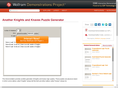 Thumbnail for Another Knights and Knaves Puzzle Generator resource