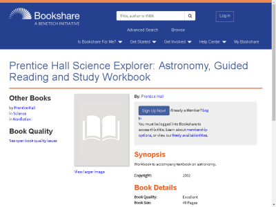 Thumbnail for Prentice Hall Science Explorer: Astronomy, Guided Reading and Study Workbook resource