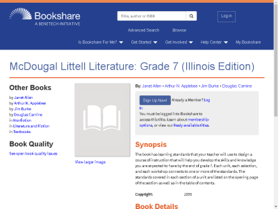 Thumbnail for McDougal Littell Literature: Grade 7 (Illinois Edition) resource