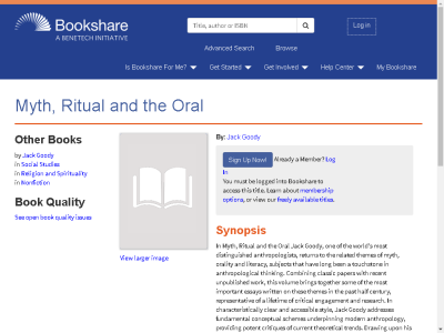 Thumbnail for Myth, Ritual and the Oral resource