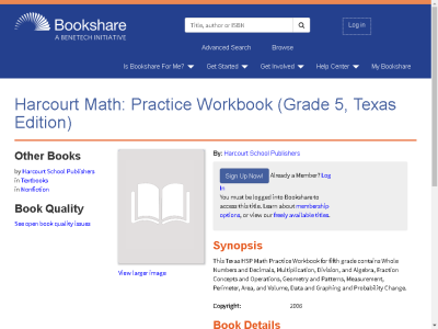 Thumbnail for Harcourt Math: Practice Workbook (Grade 5, Texas Edition) resource