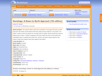 Thumbnail for Sociology: A Down-to-Earth Approach (7th edition) resource