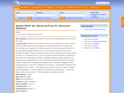 Thumbnail for Kaplan MCAT 45: Advanced Prep For Advanced Students resource