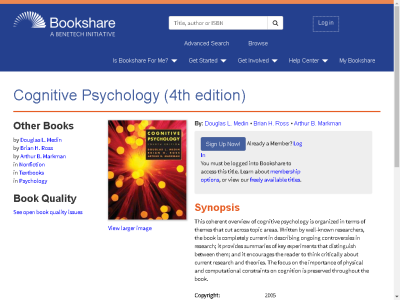 Thumbnail for Cognitive Psychology (4th edition) resource
