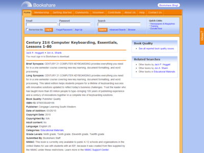 Thumbnail for Century 21® Computer Keyboarding, Essentials, Lessons 1-80 resource