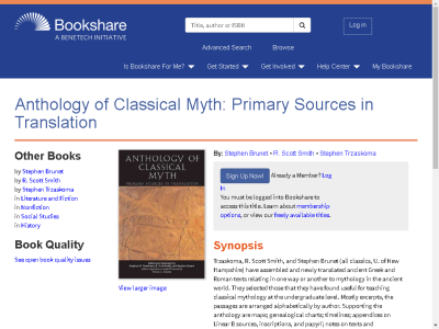 Thumbnail for Anthology of Classical Myth: Primary Sources in Translation resource