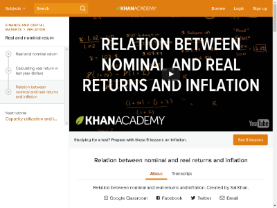 Thumbnail for Relation Between Nominal And Real Returns And Inflation resource