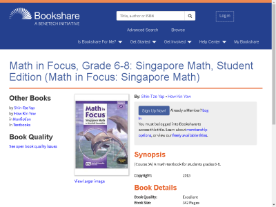 Thumbnail for Math in Focus, Grade 6-8: Singapore Math, Student Edition (Math in Focus: Singapore Math) resource