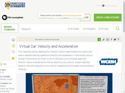 Thumbnail for PBS Learning Media: Virtual Car-Velocity and Acceleration resource