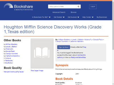 Thumbnail for Houghton Mifflin Science Discovery Works (Grade 1,Texas edition) resource