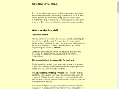 Thumbnail for Chemguide: Atomic Orbitals resource