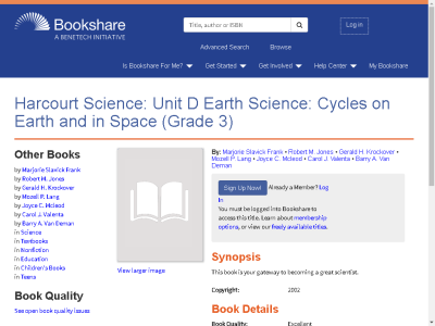 Thumbnail for Harcourt Science: Unit D Earth Science: Cycles on Earth and in Space (Grade 3) resource