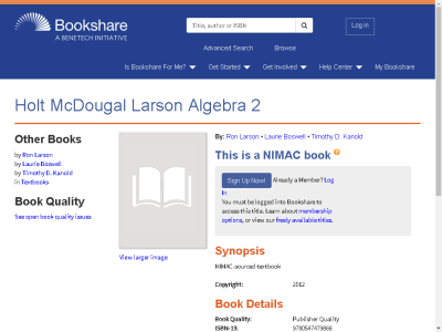 Thumbnail for Holt McDougal Larson Algebra 2 resource