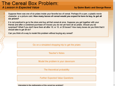 Thumbnail for The Cereal Box Problem: A Lesson in Expected Value resource