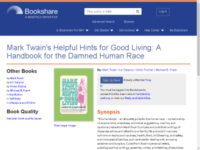 Thumbnail for Mark Twain's Helpful Hints for Good Living: A Handbook for the Damned Human Race resource