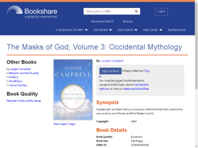 Thumbnail for The Masks of God, Volume 3: Occidental Mythology resource