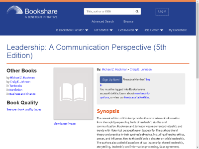 Thumbnail for Leadership: A Communication Perspective (5th Edition) resource