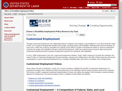 Thumbnail for DOL - Customized Employment resource