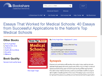 Thumbnail for Essays That Worked for Medical Schools: 40 Essays from Successful Applications to the Nation's Top Medical Schools resource