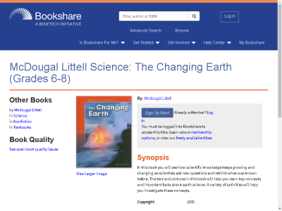 Thumbnail for McDougal Littell Science: The Changing Earth (Grades 6-8) resource