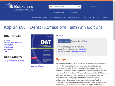 Thumbnail for Kaplan DAT (Dental Admissions Test) (8th Edition) resource