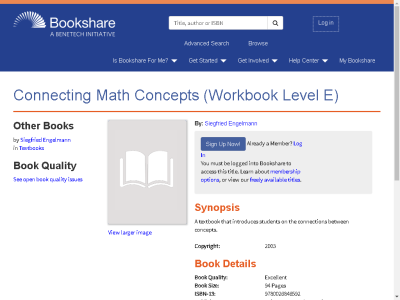 Thumbnail for Connecting Math Concepts (Workbook Level E) resource