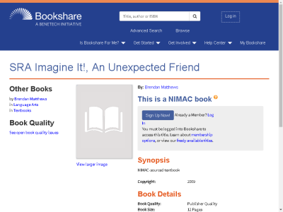 Thumbnail for SRA Imagine It!, An Unexpected Friend resource