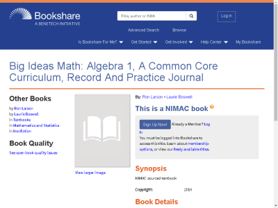 Thumbnail for Big Ideas Math: Algebra 1, A Common Core Curriculum, Record And Practice Journal resource