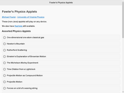 Thumbnail for Physics Demonstrations: Fowler's Physics Applets resource