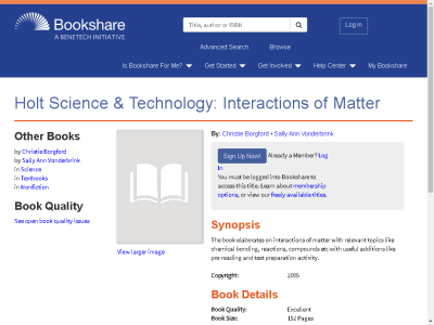 Thumbnail for Holt Science & Technology: Interactions of Matter resource